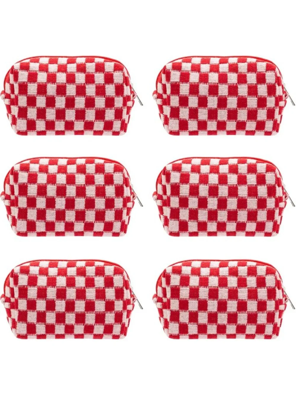 Cute Checkered Makeup Bag Set | Small Travel Cosmetic Pouches for Women
